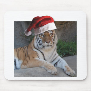 Santa Hat Bengal Tiger Muismat