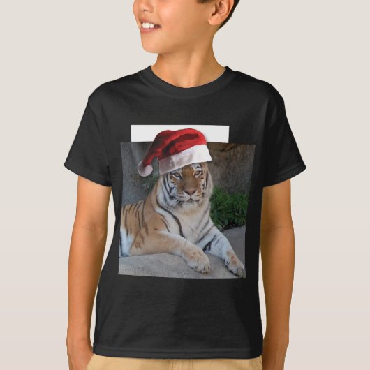 Santa Hat Bengal Tiger T-shirt (Voorkant)