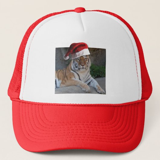 Santa Hat Bengal Tiger Trucker Pet (Voorkant)