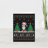 Santa Hat Bernedoodle Hond Kerstboom Lights Ug Kaart (Voorkant)