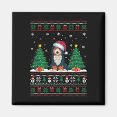 Santa Hat Bernedoodle Hond Kerstboom Lights Ug Magneet (Voorkant)