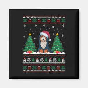 Santa Hat Bernedoodle Hond Kerstboom Lights Ug Magneet