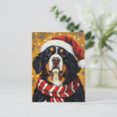Santa Hat Berner Sennenhond Feestelijke Kerst Briefkaart (Staand voorkant)