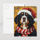 Santa Hat Berner Sennenhond Feestelijke Kerst Briefkaart (Voorkant / Achterkant)