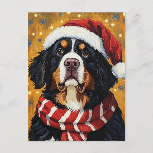 Santa Hat Berner Sennenhond Feestelijke Kerst Briefkaart (Voorkant)