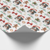 Santa Hat Bernese Mountain Dog Christmas Cadeaupapier (Hoek)