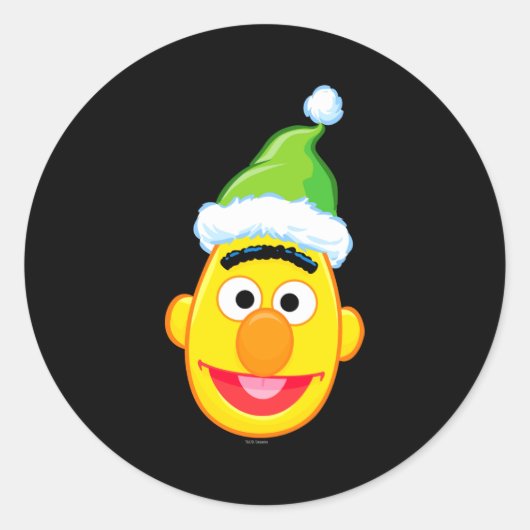 Santa Hat Bert  Ronde Sticker (Voorkant)