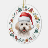 Santa Hat Bichon Frise Dog Christmas Afbeeldingen  Keramisch Ornament (Links)