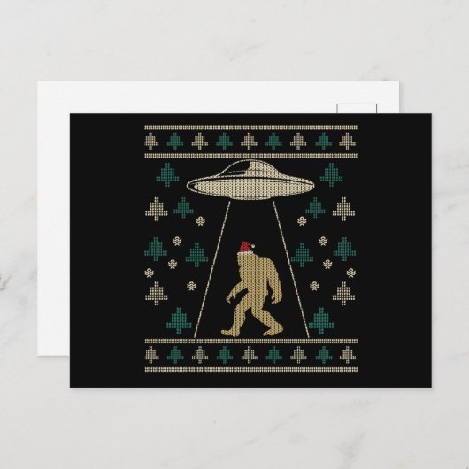 Santa hat Bigfoot Alien Ufo Sasquatch Briefkaart (Voorkant / Achterkant)