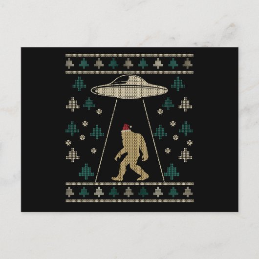 Santa hat Bigfoot Alien Ufo Sasquatch Briefkaart (Voorkant)