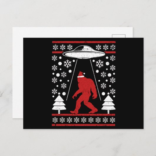 Santa hat Bigfoot Alien Ufo Sasquatch Briefkaart (Voorkant / Achterkant)