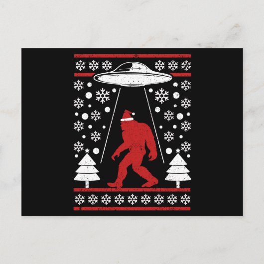 Santa hat Bigfoot Alien Ufo Sasquatch Briefkaart (Voorkant)