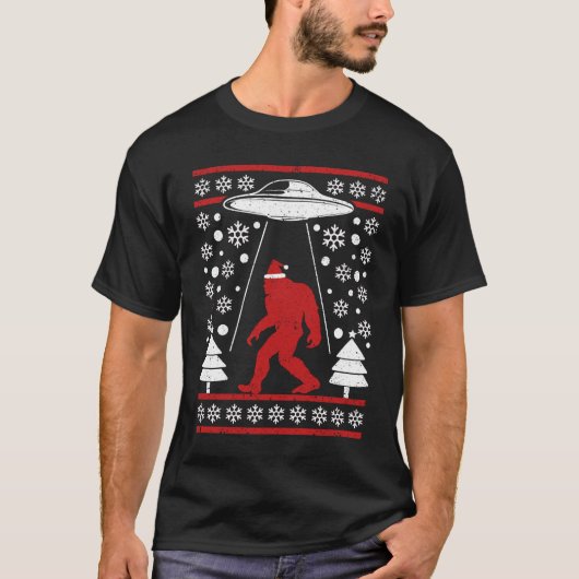 Santa hat Bigfoot Alien Ufo Sasquatch T-shirt (Voorkant)