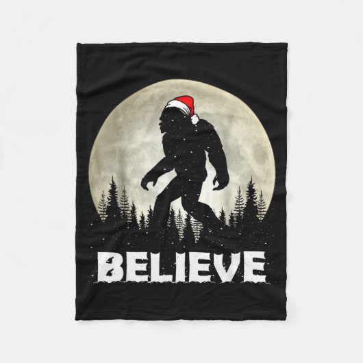 Santa Hat Bigfoot Believe Christmas Lights Rock Sa Fleece Deken (Voorkant)