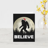 Santa Hat Bigfoot Believe Christmas Lights Rock Sa Kaart (Gele Bloem)