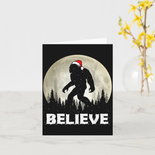 Santa Hat Bigfoot Believe Christmas Lights Rock Sa Kaart (Gele Bloem)