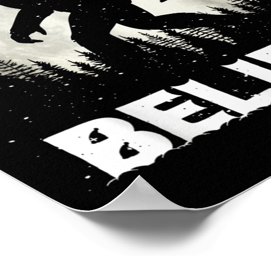 Santa Hat Bigfoot Believe Christmas Lights Rock Sa Poster (Hoek)