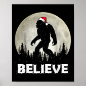 Santa Hat Bigfoot Believe Christmas Lights Rock Sa Poster (Voorkant)