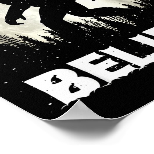 Santa Hat Bigfoot Believe Christmas Lights Rock Sa Poster (Hoek)