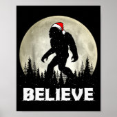 Santa Hat Bigfoot Believe Christmas Lights Rock Sa Poster (Voorkant)