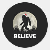 Santa Hat Bigfoot Believe Christmas Lights Rock Sa Ronde Sticker (Voorkant)