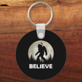 Santa Hat Bigfoot Believe Christmas Lights Rock Sa Sleutelhanger (Voorkant)