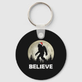 Santa Hat Bigfoot Believe Christmas Lights Rock Sa Sleutelhanger (Voorkant)