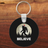 Santa Hat Bigfoot Believe Christmas Lights Rock Sa Sleutelhanger (Voorkant)
