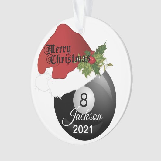 Santa Hat Billiard-ontwerp | DIY-naam Ornament (voorkant)