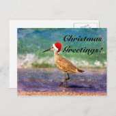 Santa Hat Bird op Tropical Beach Kerstmis Kaart (Voorkant / Achterkant)