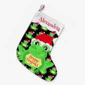 Santa Hat Black Frog Cartoon Patroon Naam Novelty Kleine Kerstsok (Voorkant (Hangend))