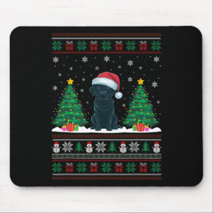 Santa Hat Black Labrador Dog Xmas Tree Lights Ugly Muismat