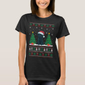 Santa Hat Black Labrador Dog Xmas Tree Lights Ugly T-shirt (Voorkant)