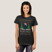 Santa Hat Black Labrador Dog Xmas Tree Lights Ugly T-shirt (Voorkant volledig)