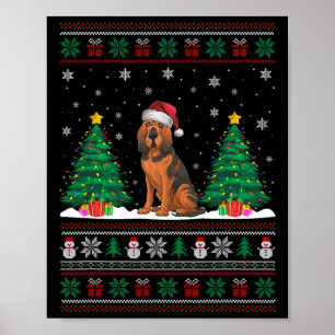 Santa Hat Bloedhond Kerstboom Lights Ugl Poster