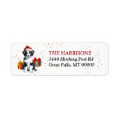 Santa Hat Border Collie Puppy Gifts Etiket (Voorkant)
