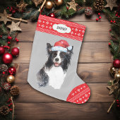 Santa Hat Border Collie Sneeuwvlok Border Grote Kerstsok