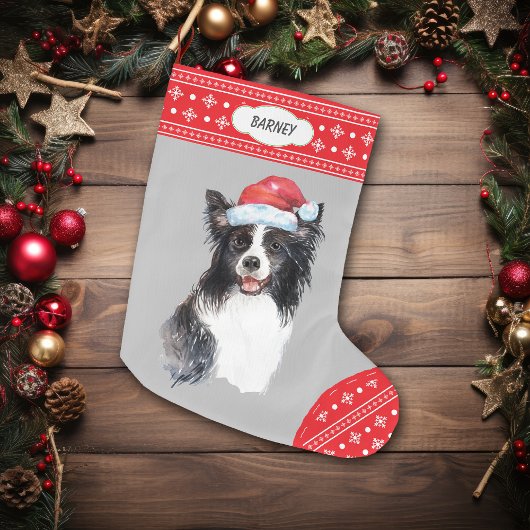 Santa Hat Border Collie Sneeuwvlok Border Grote Kerstsok