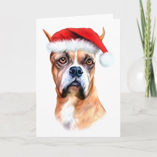 Santa Hat Boxer Feestdagen Kaart (Voorkant)