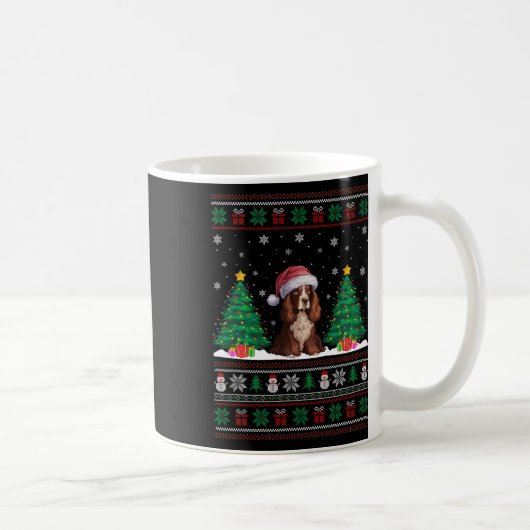 Santa Hat Boykin Spaniel Hond Xmas Tree Lights Ugl Koffiemok (Rechts)