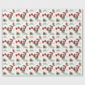 Santa Hat Brittany Dog Christmas Cadeaupapier (Vlak)