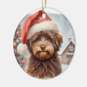  Santa Hat Bruin Havanese Dog Keramisch Ornament (Links)
