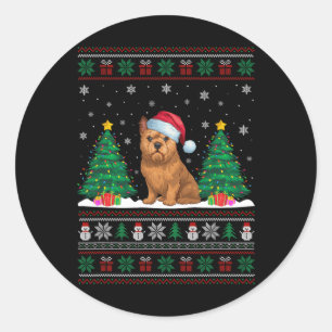 Santa Hat Brussels Griffon Dog Xmas Tree Lights Ug Ronde Sticker