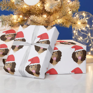 Santa Hat, Bubblegum - Kerstmis Natuurlijke schoo Cadeaupapier