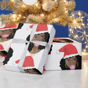 Santa Hat, Bubblegum - Kerstmis Natuurlijke schoo Cadeaupapier