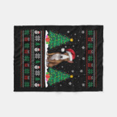 Santa Hat Bull Terrier Dog Xmas Tree Lights Ugly S Fleece Deken (Voorkant (Horizontaal))
