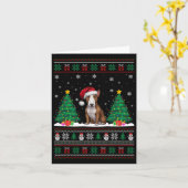 Santa Hat Bull Terrier Dog Xmas Tree Lights Ugly S Kaart (Gele Bloem)