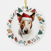 Santa Hat Bull Terrier Hondenvakantie Afbeeldingen Keramisch Ornament (Voorkant)