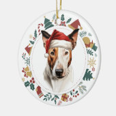 Santa Hat Bull Terrier Hondenvakantie Afbeeldingen Keramisch Ornament (Links)