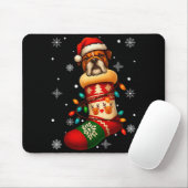 Santa Hat Bulldog Dog In Christmas Socks Men Women Muismat (Met muis)
